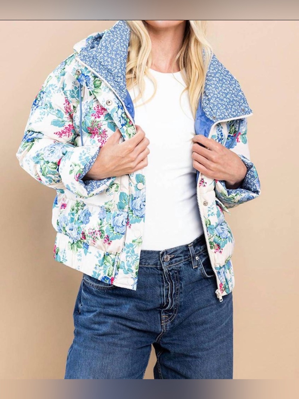 TCEC Georgette Floral Puffer Jacket